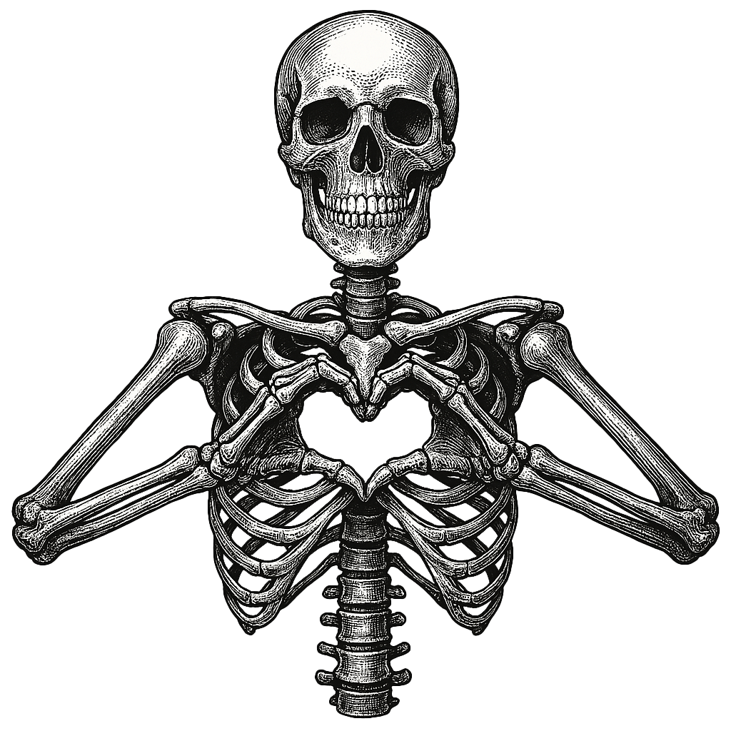 Skeleton with Heart Hands